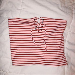 Pacsun red and white stripped tube top